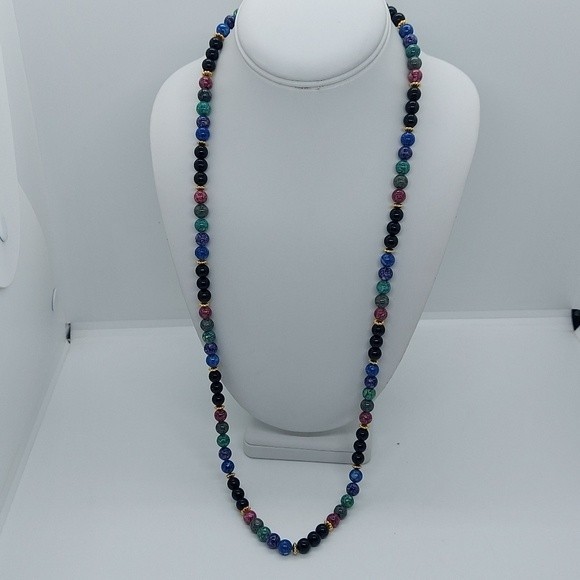 Glass‎ bead multicolor necklace - Picture 1 of 4